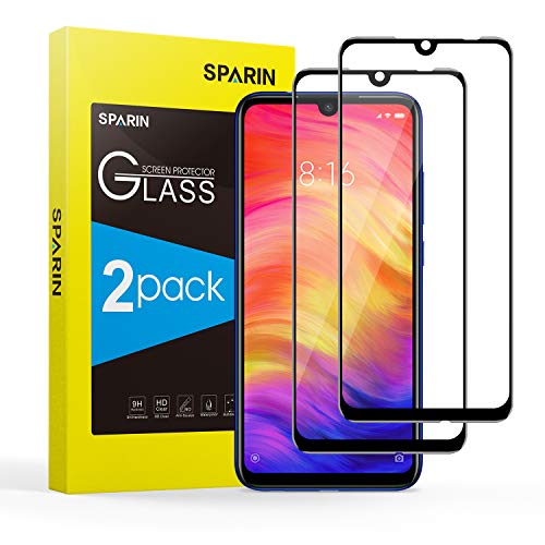 SPARIN [3D Borde Redondo] Protector Pantalla Redmi Note 7/7 Pro, Cristal Templado Redmi Note 7/7 Pro, [Cristal + Resina] Protector de Pantalla con [9H Dureza] [Alta Definicion] 2-Pack