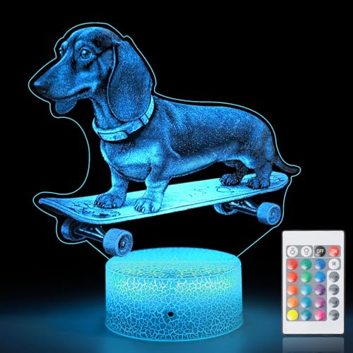 Dachshund Night Light Weiner Dog Gifts for Women Men Dachshund Gifts with Remote & Smart Touch 16 Colors Changing Dimmable Bedside Lamp as Birthday Gifts for Weiner Dog Lovers