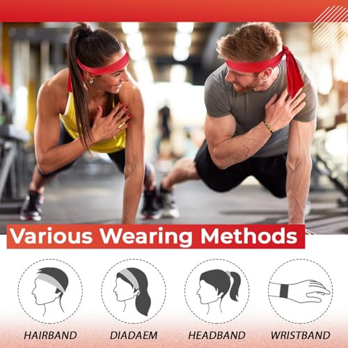 Image of Hiboom 50 Pcs Head Tie Headbands Men Women Ninja Karate Tie Athletic Sweatbands for Sports Basketball Tennis Running Workout