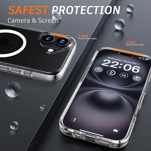 Image of Diverbox for iPhone 16 Case Clear [Compatible with MagSafe] [with Screen Protector + Camera Lens Protection ] Shockproof Phone case for iPhone 16 (Clear Magnetic)