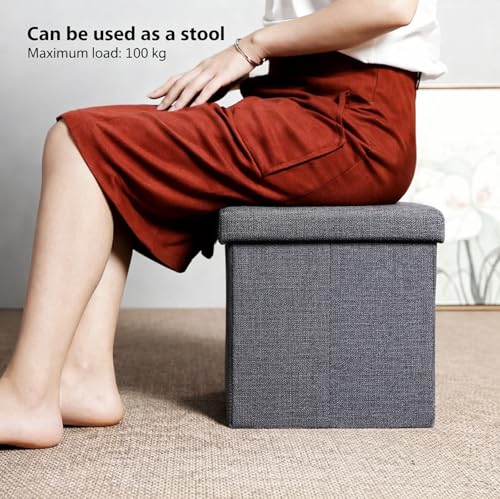 Image of Lazer Folding Storage Ottoman Stool | Multipurpose Organizer Bench & Footrest | Cube Coffee Table with Wardrobe Storage for Clothes, Books & Toys | Large Home Storage Set (30x 30x 30cm, Pack of 8)
