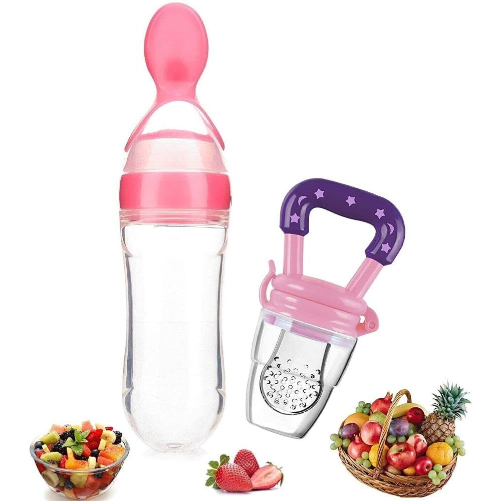 penio soft Baby Safe Silicone Squeeze Fresh Food Feeder Bottle with Food Dispensing Spoon – Combo Pack of 2 Teether & Feeder (Multicolor) – BPA-Free, Non-Toxic, Easy to Clean, Ergonomic Design-image-17