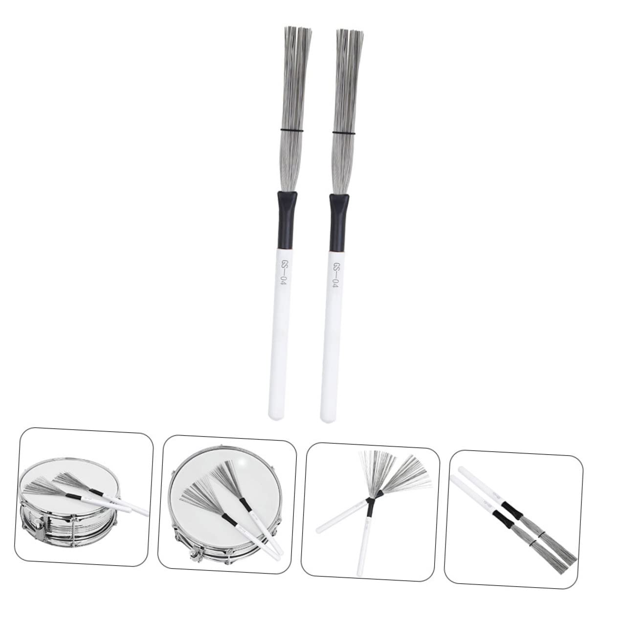 Set Di 3 Spazzole Per Batteria Con Manico in Legno Spazzola Per Batteria Per Gruppi Di Batteristi 2 Pezzi*3