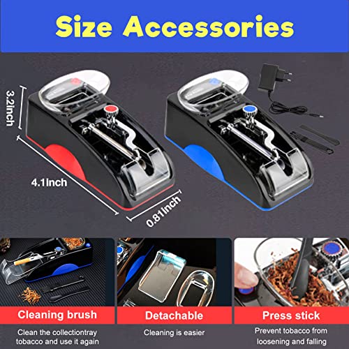 Blue Portable Electric Cigarette Maker Machine, Mini Automatic Cigarette Tobacco Maker Device Household Tobacco Injector Maker Fit 0.31inch/8mm Size Smoke Pipe and Most Cigarette Paper (Blue)