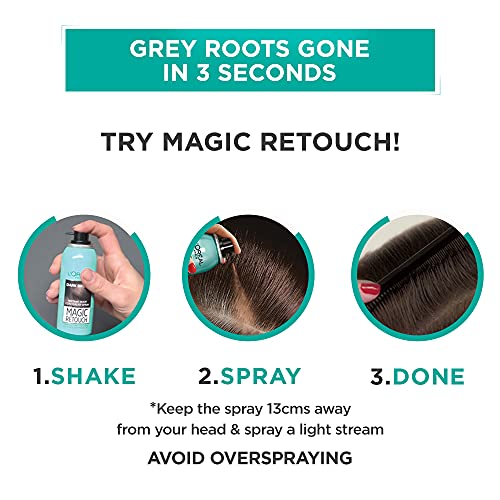 Image of L'Oreal Paris Instant Root Concealer Spray, Ideal for Touching Up Grey Root Regrowth, Magic Retouch, 1 Black, 75ml (Pack of 2)