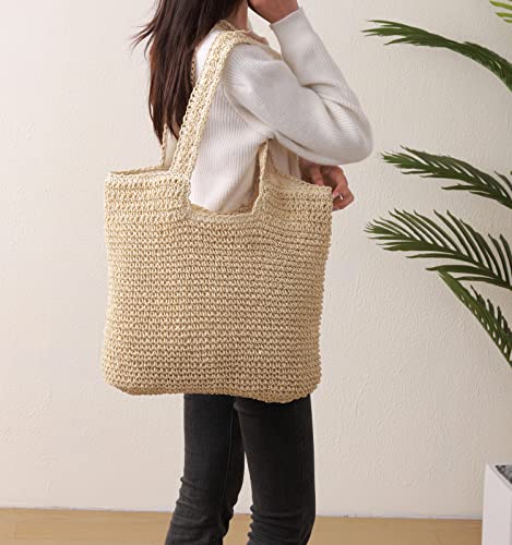 Beach Bags for Women - Summer Soft Large Woven Shoulder Purse Handbag, Beach Tote Straw Bag for Summer Vacation4