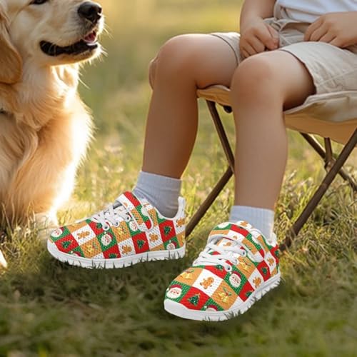 Christmas Square Pattern Kids Shoes Running Shoes Girls Boys Primary School Students Sports Shoes Spring and Autumn Casual Shoes3