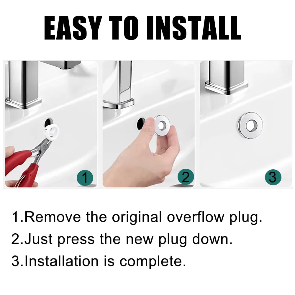 Lot De 6 Bouchons De Trop-plein Chromés Pour évier De Cuisine Et De Salle De Bain 97043284
