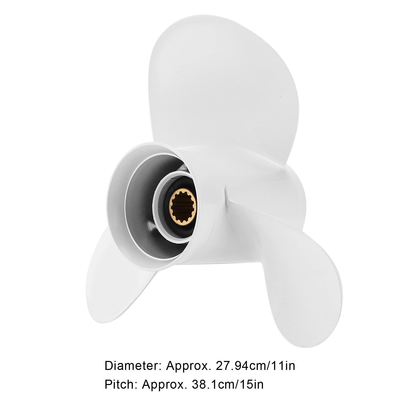 Acouto 11x15-Zoll-Propeller mit Schub, 3 Blätter 13 Zähne Rechts, Ersatz für -Außenbordmotoren 25–60 PS, Austausch des Außenbordpropellers Im Lieferumfang Enthalten,