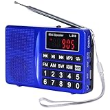 Multi-Band Plug-in Card Radio with FM, AM, SW, MP3 Player, USB Charging (Blue)