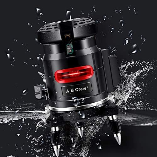 A.B Crew 360°Self Leveling Laser Level Red Beam 5 Lines 6 Points Laser Level Horizontal/Vertical Cross Line Straight/Tilt Line Rechargeable Dust Proof Rubber Touch Keypad Rotary Base