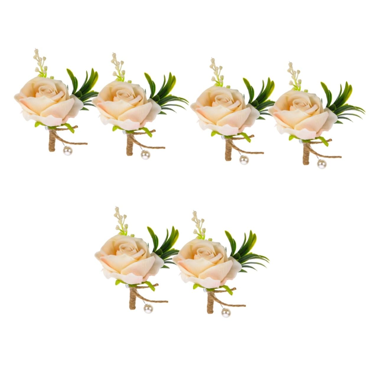 DECHOUS 6 Piezas Flor De Muñeca Flor De Los Padrinos De Boda Ramilletes De Novia Boutonniere De Bolsillo De Flor En El Ojal Dama De Honor Flor De Seda Pulsera Broche De Flor