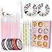 Produktbild Thursday April Nail Art Set Professional Nagelstudio Zubehör Rhinestones Dekoration 15 Nail Art Pinseln 10 Farben rollt Streifen Band Linie 2 tlg 3D Nageldiamanten Strass für Nail Art Body
