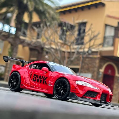 Image of 1:24 Supra Toy Car for Kids Die Cast Metal Model Cars Light Sound Pullback Openable Door Toy Car for Boy, Red