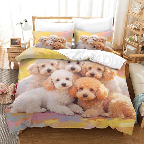 Housse de couette caniche 140x200 parure de lit microfibre douce - 3