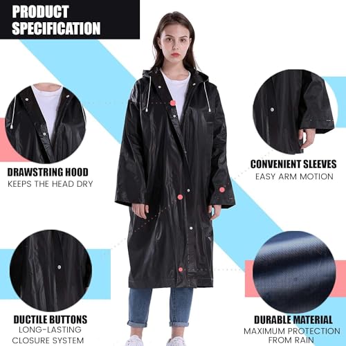 Image of Waterproof Rain Coat Hooded Universal Outdoor Water Resistant Portable Suit for Men Women Boys & Girls (all Family raincoat)