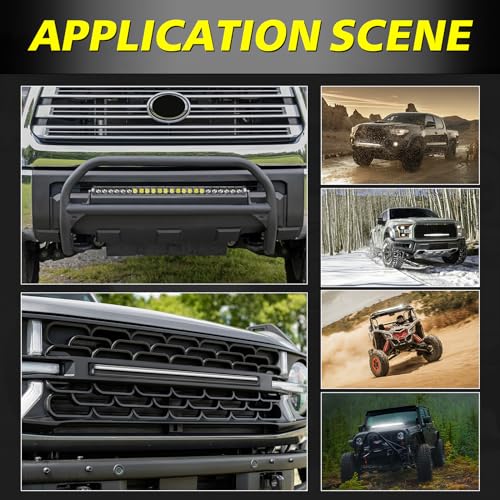 Image of 30 Inch Single Row LED Light Bar w /Wiring Kit & Black Cover | Spot Flood Combo, 168W High Intensity OSRAM LED Off Road Driving Bumper Grill Light Bar for UTV Truck Pickup SUV