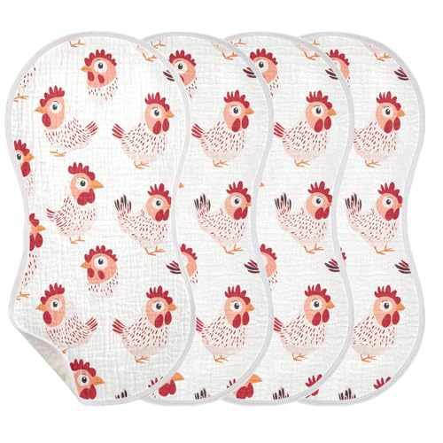 Sweet Chickens Cotton Burp Cloths Baby Breathable washcloths for Gender Neutral Set of 2, 22x11in3