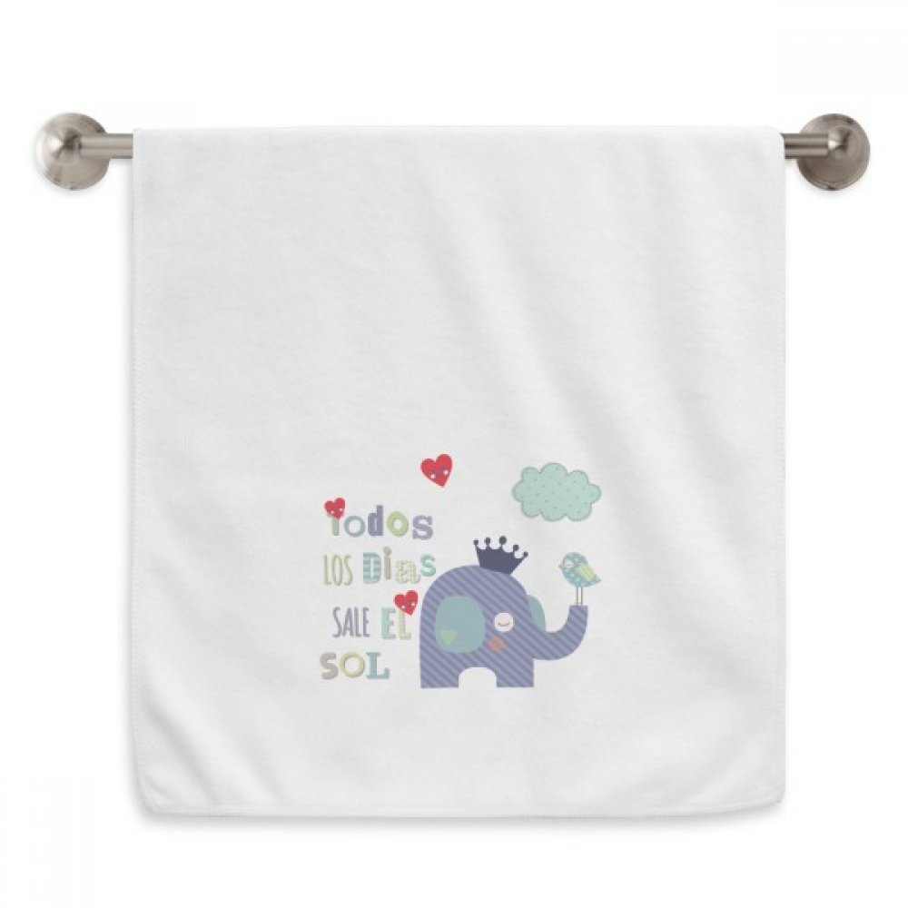 Serviette éléphant dessin animé en coton doux blanc 33x74 cm pour toilette quotidienne