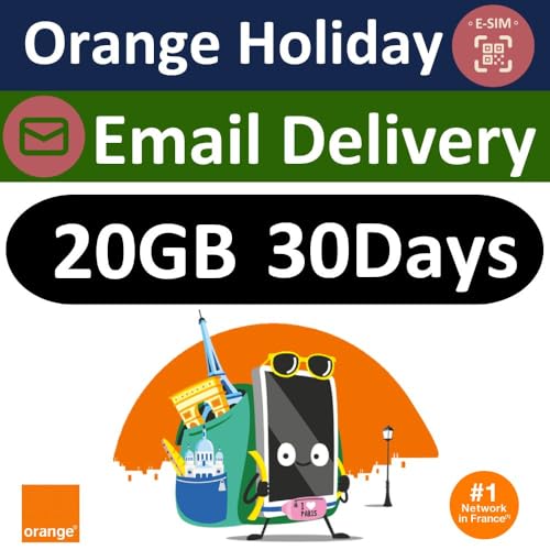 Image of eSIM Orange Holiday Europe 20GB 30Days | Fast E-Mail delivery | Internet Data in 5G /4G /LTE (Data tethering Allowed)+30min & 200 Texts from Europe to Any Country Worldwide