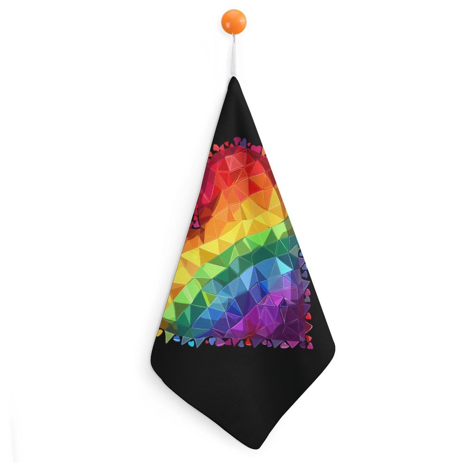 TXFBTRFSA Heart LGBT Proud Rainbow Flag Hand Towels with Hanging Loop Kitchen Towel Handkerchiefs Cleaning Cloths