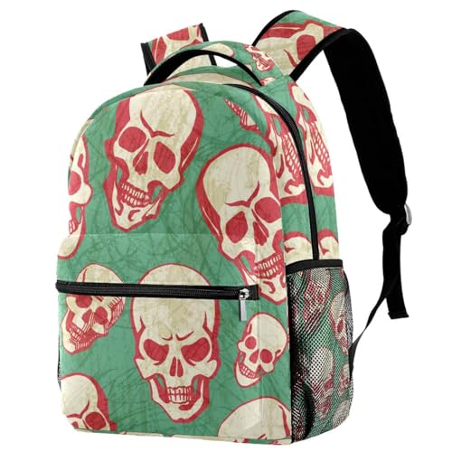 Sac à dos pour ordinateur portable crâne rétro 40cm pour voyage et école