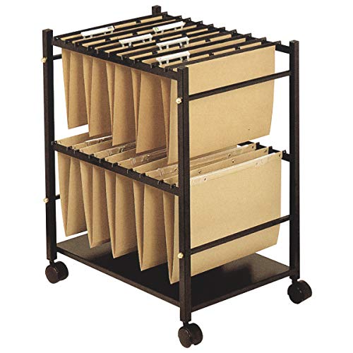 Carrito para carpetas colgantes q-connect negro con ruedas para carpetas tamaño folio carro fijo