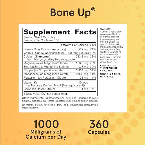 Jarrow Formulas BoneUp for Bone Density - Vitamin D3 and K2, Calcium Support, 360 Capsules, Promotes Skeletal Nutrition, Up to 60 Days Supply - image 5