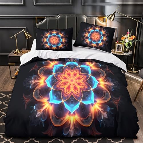 Housse de couette 3D imprimé mandala floral abstrait numérique léger 3 pièces
