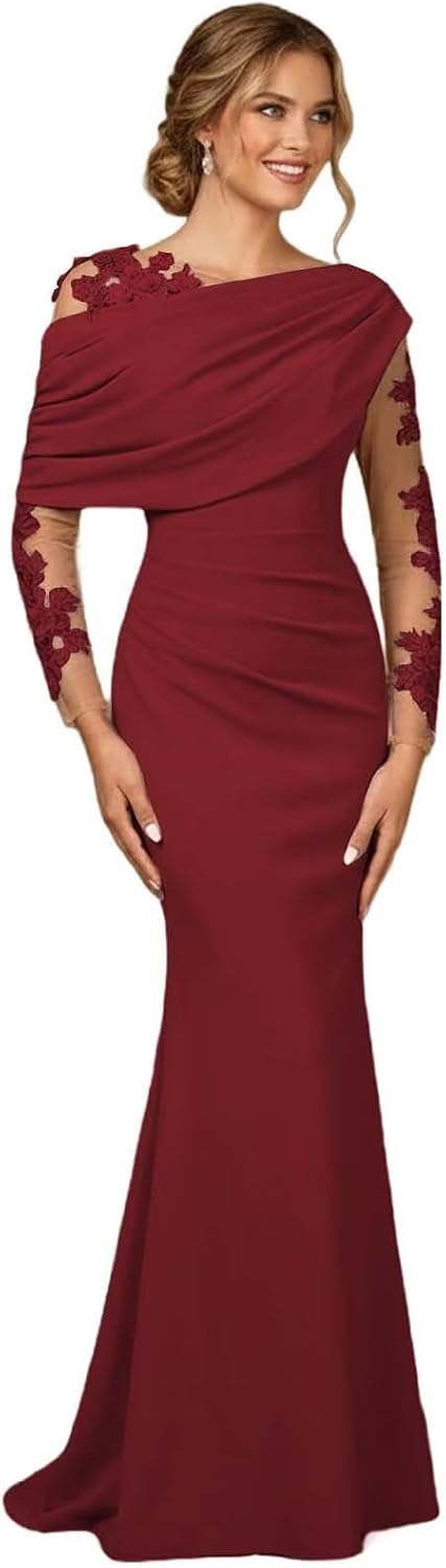 Laces Applique Mother of The Bride Dress 2026 Satin Mother of The Groom Dresses One Shoulder Wedding Guest Gown