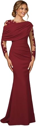 Long Sleeves Mother of the Bride Dresses 2026 Laces Mermaid Grandmother of Groom Dress for Women Formal