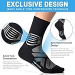 IRAMY Compression Ankle Support Crew Socks Men Women Coolmax Wicking Plantar Fasciitis Relief Running Hiking Socks 3 Pairs - Image 2