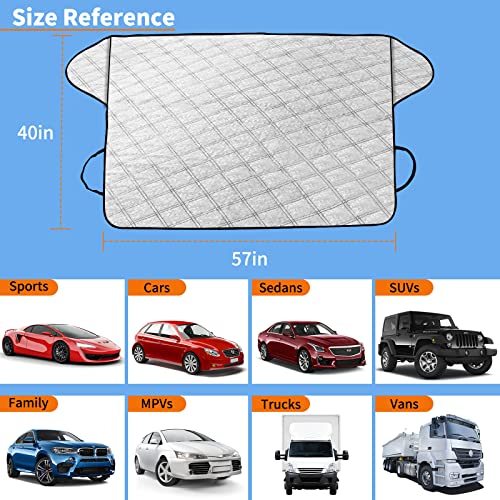 Car Windshield Cover, Thick Protective Windscreen Covers Frost Side Wing, Snow Ice Frost Sun UV Dust Water Resistant, Car Frost Shield Snow Cover for SUVs All Season
