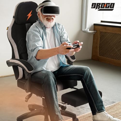 Image of DROGO Comformax Ergonomic Gaming Chair with Breathable Weave Fabric for Long-Hour Comfort | Integrated Massager | Ergo Sync Armrest | Retractable Footrest | 1 Year Warranty(Black)