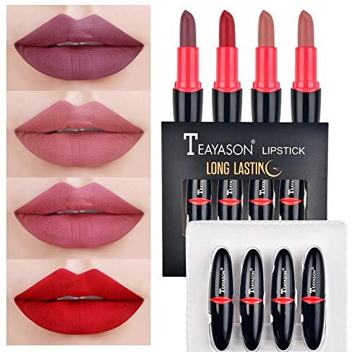TEAYASON Long-lasting 4 Color Matte Velvet Lipstick Set - Great for gift