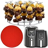 INFRAOVENS Air Fryer Rack for Ninja AF101, AF100 4 Quart, MAX XL AF161 5.5 Quart, Stainless Steel Accessories, Skewer Stand and Silicone Liner