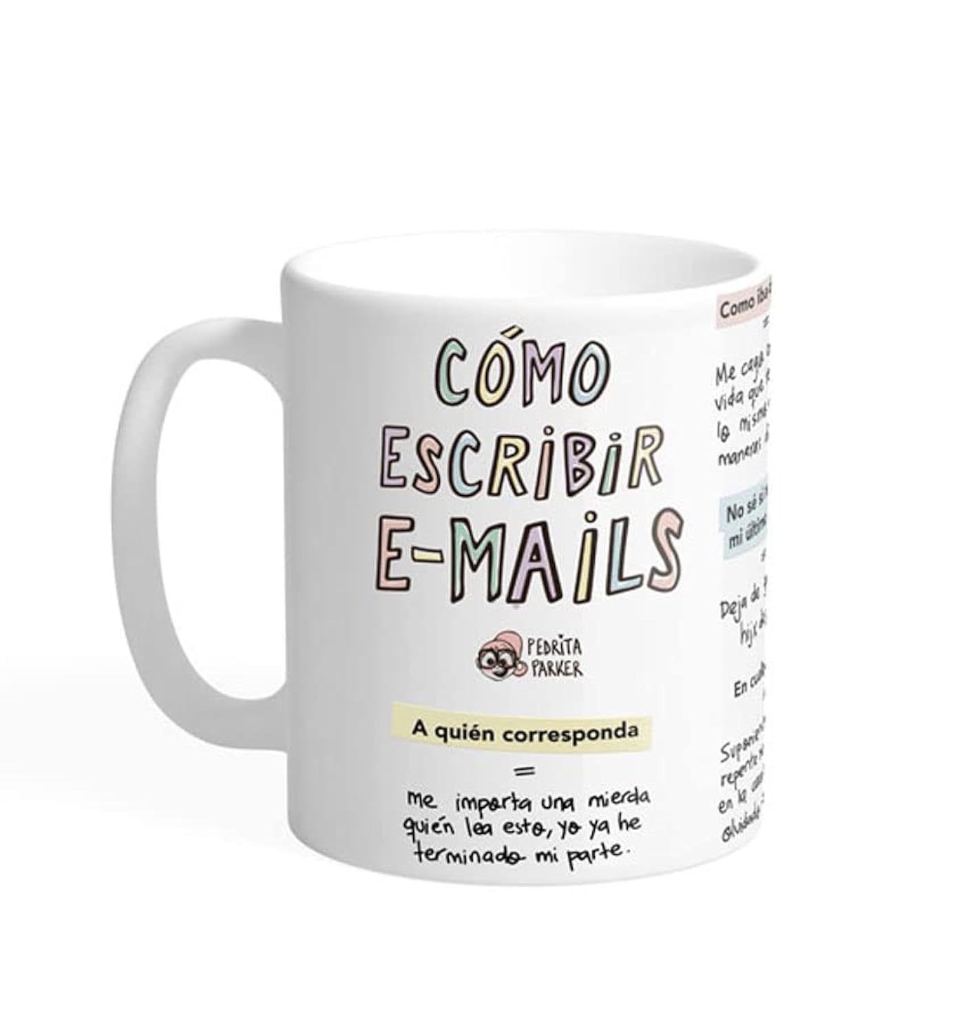 Pedrita Parker Taza Taza café para desayuno, De Cerámica 330 ml │ Tazas originales para regalar │ Apta para Lavavajillas y Microondas [Como escribir e-mails]