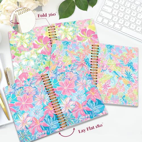 Image of Ialtsidws Watercolor Floral Spiral Journal Notebook Set, 3 Pcs Colorful Flower Spiral Bound Notebooks, Cute Journals for Kids, Notepad (8.2 * 6.2 inch) for School Student Daily Note Taking