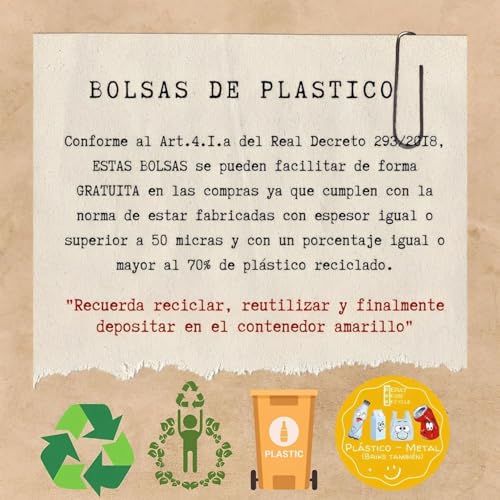 RASMACOR | Pack 100 Bolsas de Plástico Tipo Camiseta 70% Reciclado | Tamaño M 30x40 cm | Aptas Uso Alimentario, Resistentes, Reutilizables | Galga 200 | 50 Micras | Cumple todas las normativas