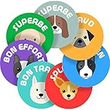 Cute Dogs French Lessons Reward Sticker Labels, 70 Stickers @ 1