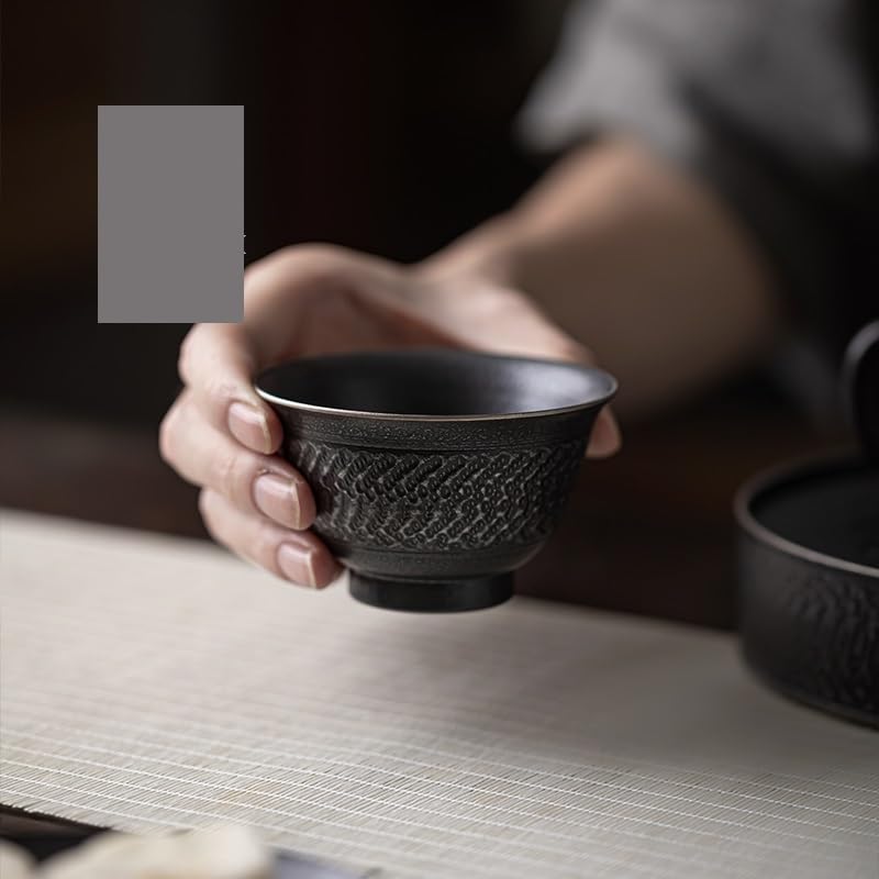 Filiżanki Matcha Handmade: filiżanka do herbaty ceramiczna filiżanka do herbaty starożytna czarna pozłacana srebrna filiżanka do herbaty właściciel pojedyncza filiżanka miska do herbaty zestaw