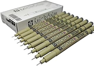 (01, 8 pct set, black) - Sakura Pigma Micron pen 01 black felt tip artist drawing pens - 8 pen set