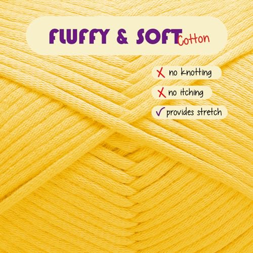 Image of Soft Yarn for Crocheting - Crochet & Knitting Yarn, Beginner Yarn with Easy-to-See Stitches, 250 Yds Amigurumi Yarn, Cotton-Nylon Blend Tshirt Yarn for Crocheting, Worsted Weight Yarn 4, Sunflower