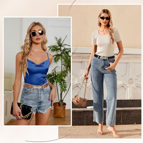 Image of BendJoy 2Pcs Elastic Waist Belt for Women, Vintage Design Belt for Women, Stylish Women Belts for Jeans and Dress