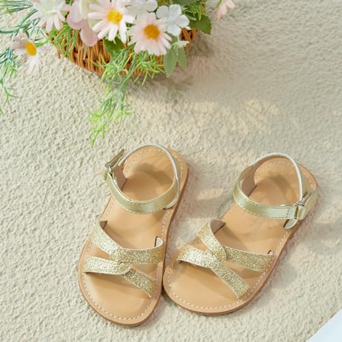 Image of Otter MOMO Girls Open Toe Princess Flat Sandals with Comfort Sole Summer Sandals