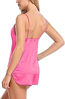 Vista 2 de Ropa de dormir sexy para mujer, de satén de seda, babydoll con cordones, conjunto de pijama de 1 camisón de algodón