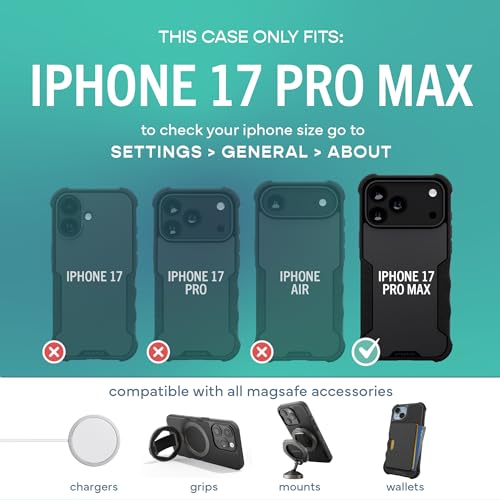 Smartish® iPhone 17 Pro Max MagSafe Case + Screen Protector - Magnetic Protective Case - Heavy Duty Armor Cover + 2-Pack Tempered Glass Screen Protectors for Apple iPhone 17 Pro Max - Black Tie Affair by Smartish - Image 5