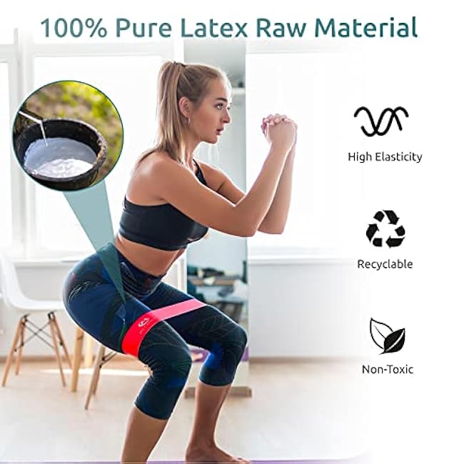 Exercise Band Resistance Bands for Working Out Men and Women Set 5 Different Levels Yoga Pilates,Natural Latex is Non Toxic and Odorless Not curl with Exercise Instructions e Carry Bag.