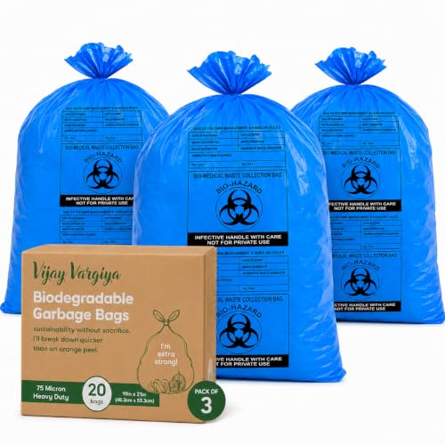 Image of Heavy Duty Biohazard /BioMedical Waste Bag | 75 Micron Hygiene Bio Waste Bag | Printed Garbage Bags, Leak-Proof, Medical Grade (60 Count (Blue), 19 x 21 Inch)