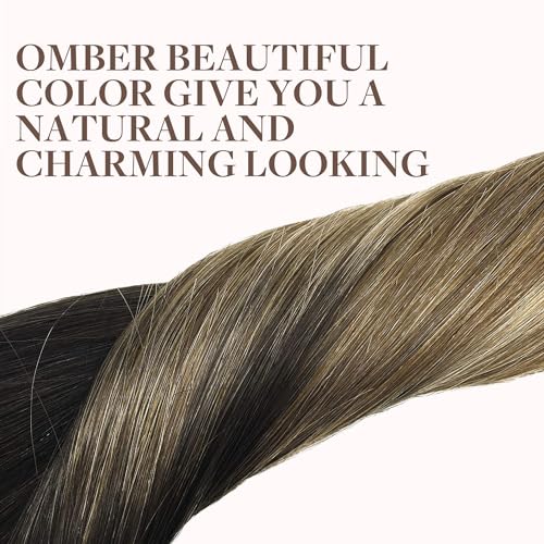 Image of GOO GOO Clip in Hair Extensions Real Human Hair, Remy Human Hair Extensions Clip ins for Women, Natural Human Hair, 14inch 120g 7Pcs, 2 /6 /18 Balayage Brown to Dirty Blonde